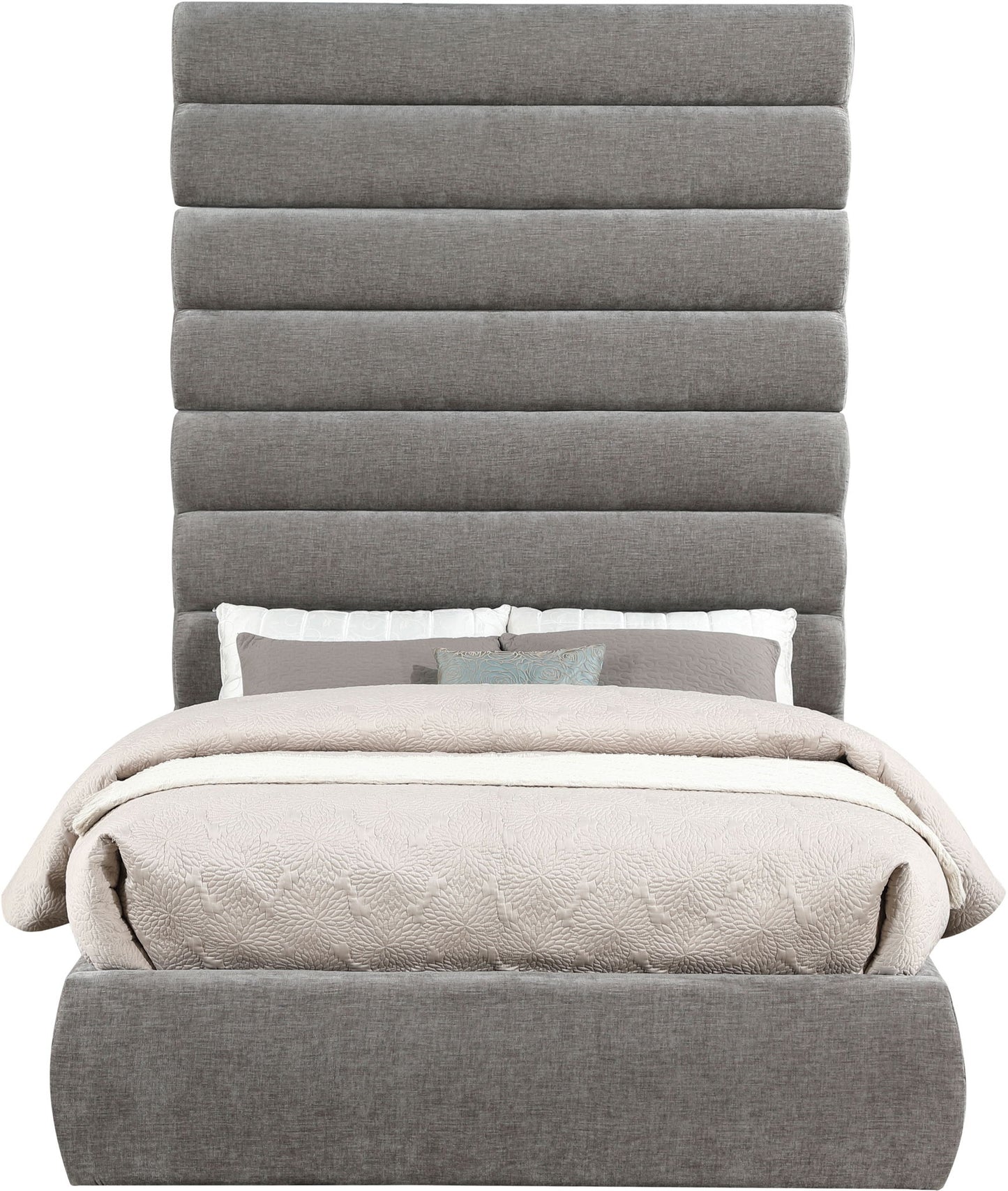 Adam - Chenille Fabric Bed With 89" Headboard