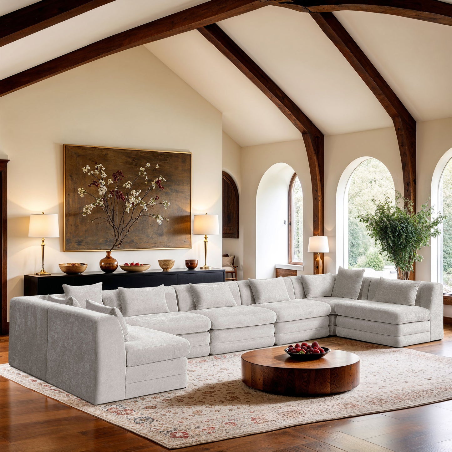 Stellar - 7 Piece Chenille Fabric Upholstered Modular Sectional