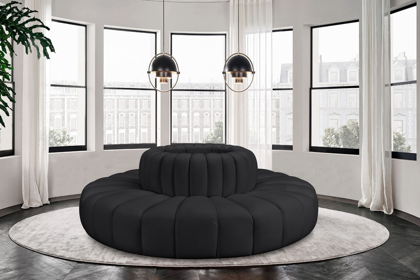 Arc - Faux Leather 8 Piece Round Modular Sofa