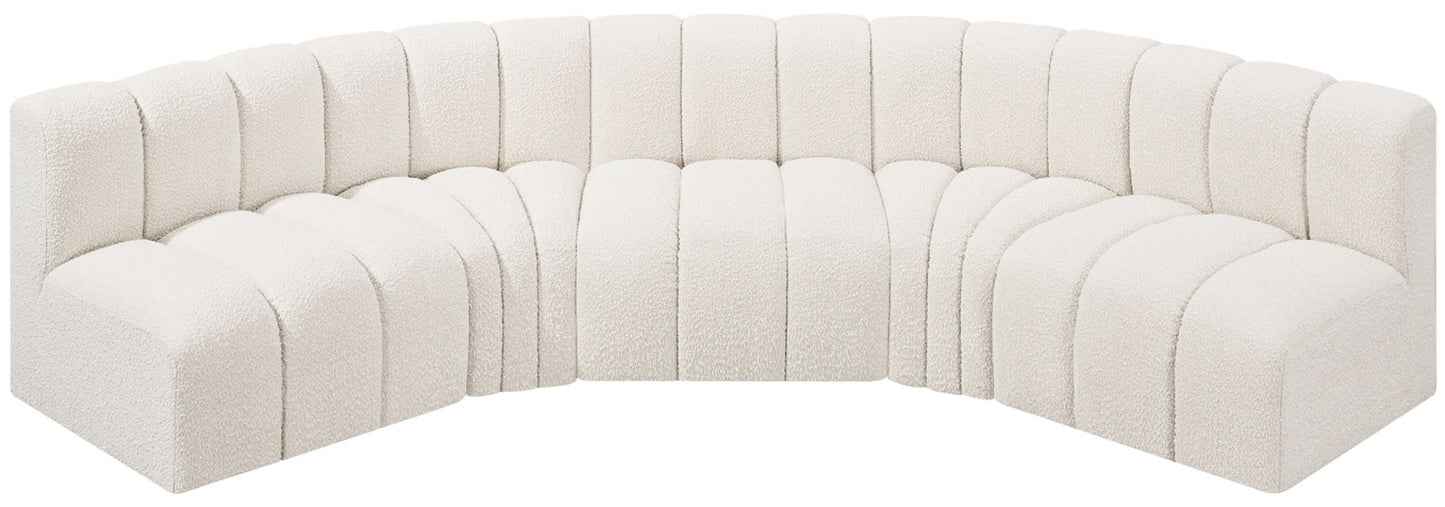 Arc - Boucle Fabric 5 Piece U-Shaped Modular Sofa