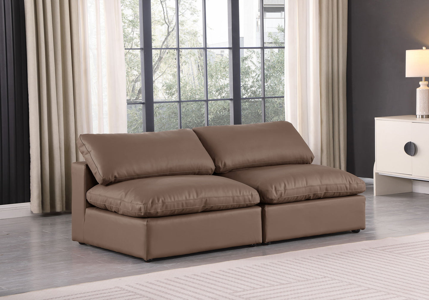 Comfy - Faux Leather Modular Armless Sofa 2 Seats