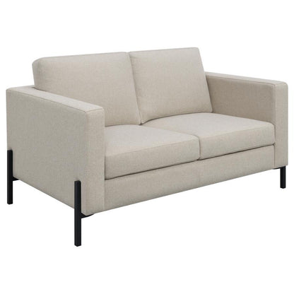 Tilly - Loveseat tapizado con brazos en riel - Avena