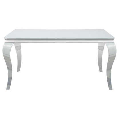 Carone - Mesa de comedor rectangular con tapa de cristal