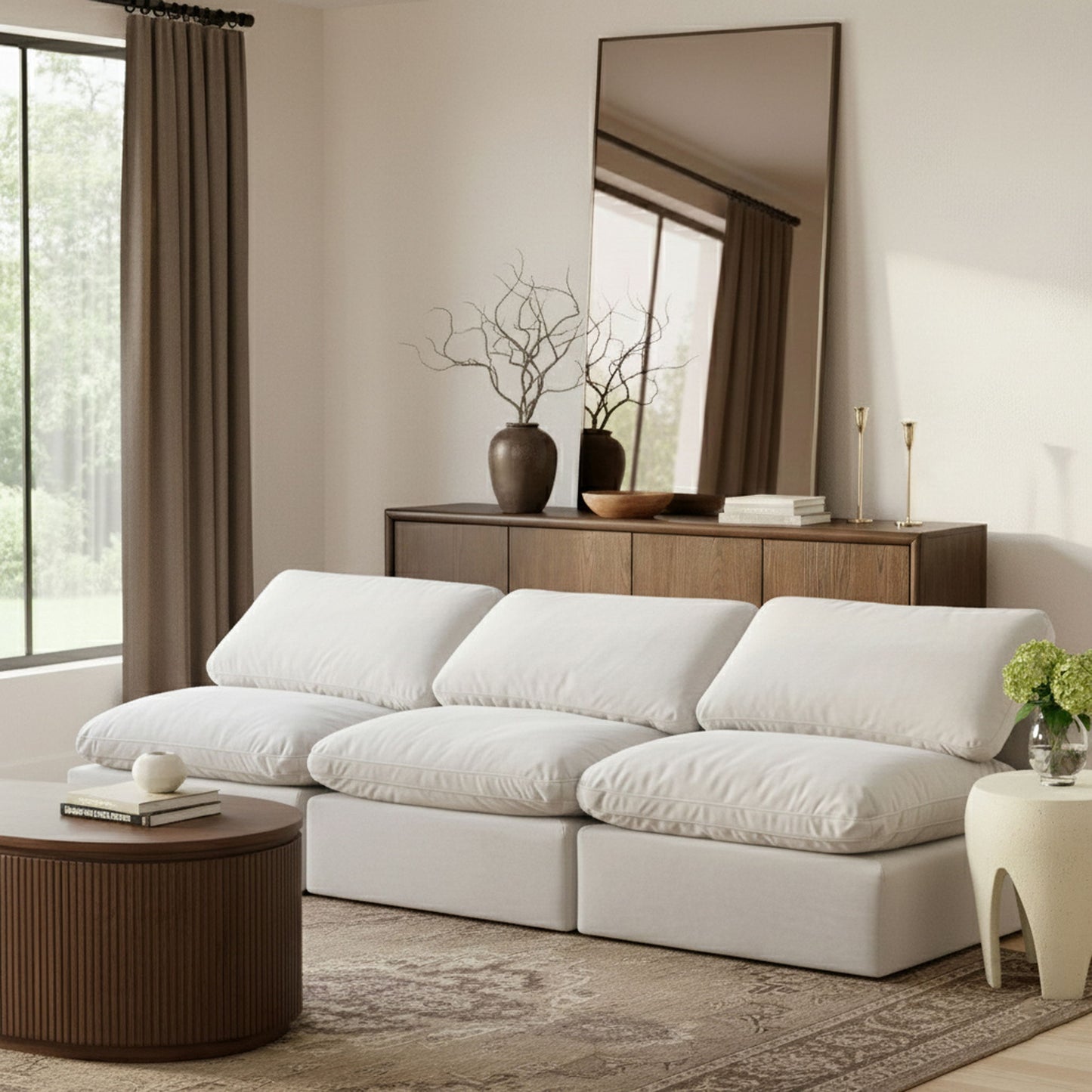 Indulge - Velvet 3 Seat Modular Armless Sofa