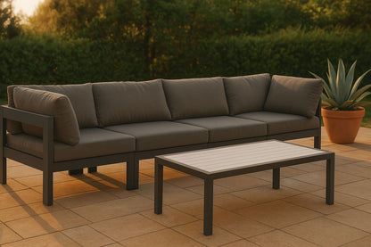 Nizuc - Outdoor Patio 4 Seat Modular Sofa With Gray Frame