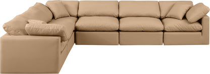Indulge - Faux Leather 6 Piece Modular Corner Sectional - Tan