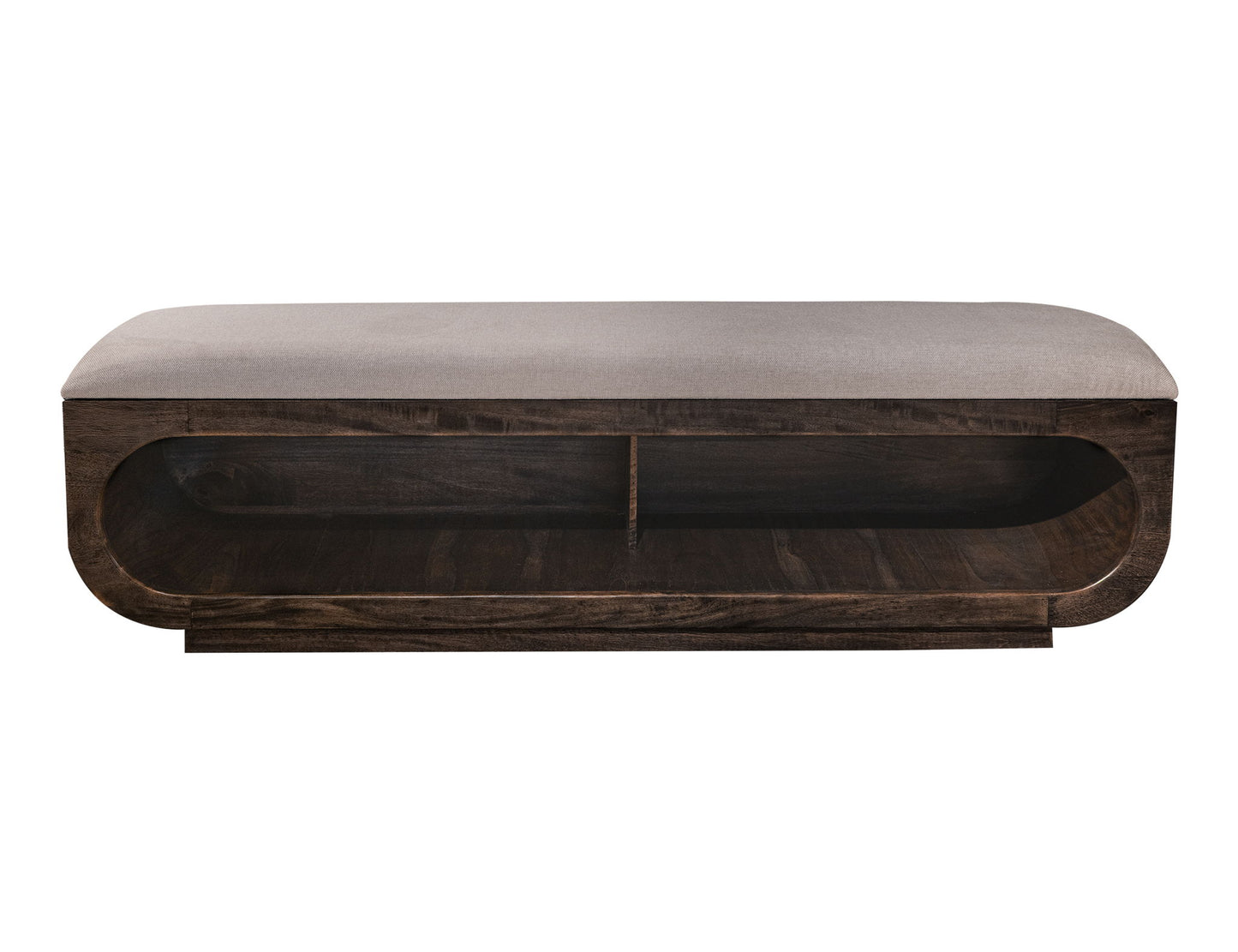 Balam - Wooden Bench With Fabric Cushioned Seat - Oil Black