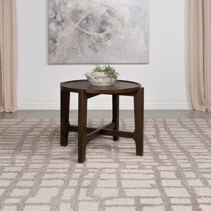 Cota - Mesa auxiliar redonda de madera maciza - Marrón oscuro