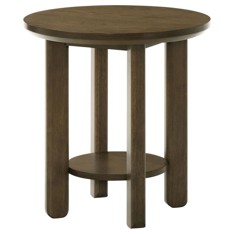Ottowa - Round Wood Table With Shelf