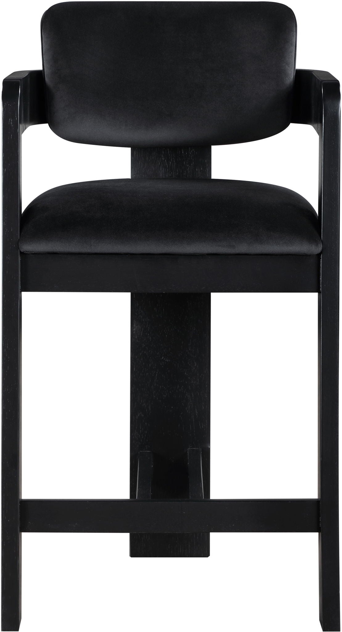 Sacha - Velvet Stool With Black Base