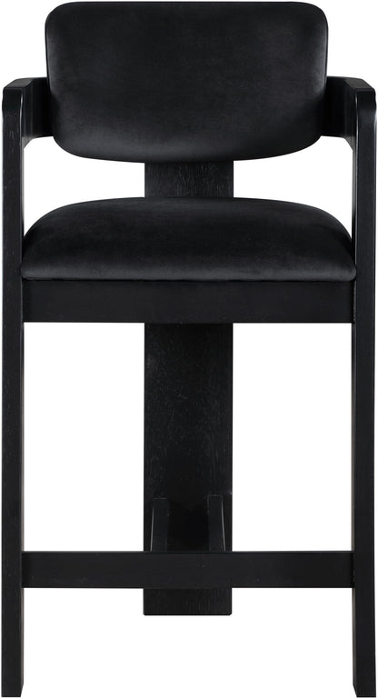 Sacha - Velvet Stool With Black Base