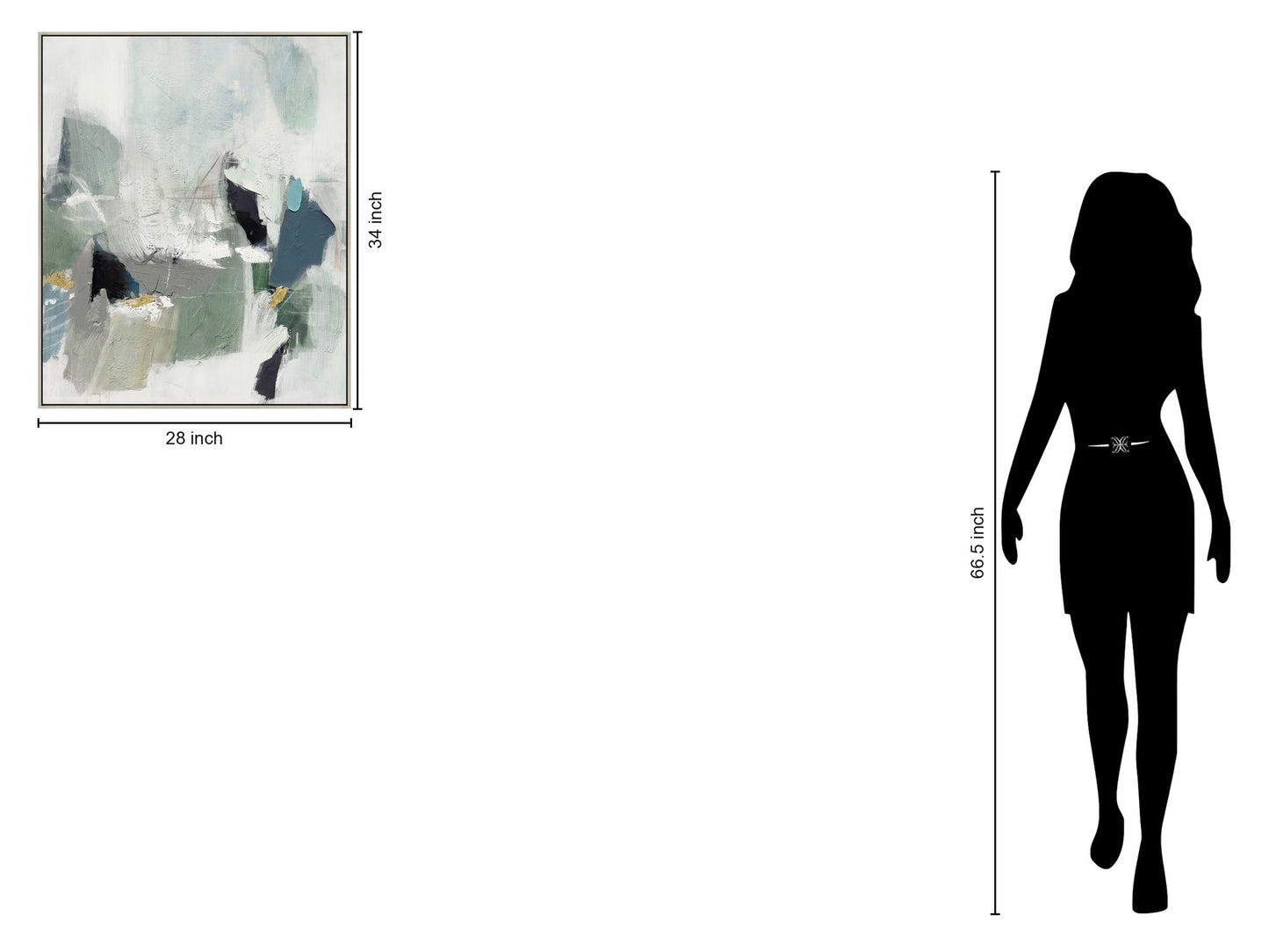 "Oceanic Whispers II" Hand-Embellished Canvas In Frame - Gray / White / Green