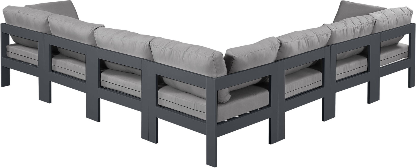 Nizuc - Outdoor Patio 7 Piece Modular Sectional With Gray Frame