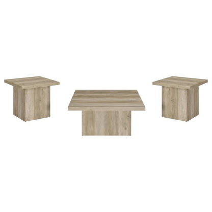 Devar - Square Coffee End Table Set - Distressed Pine