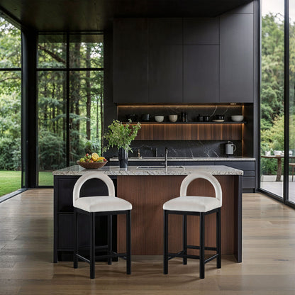 Conrad - Velvet Counter Stool With Black Legs