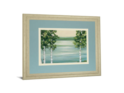 Quiet Lake By Rita Vindeszia - Framed Print Wall Art - Light Blue