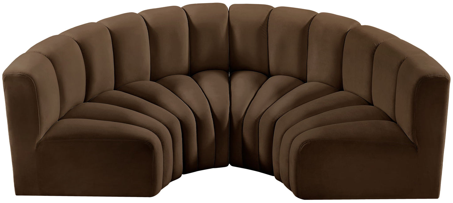 Arc - Velvet 4 Piece U-Shaped Modular Sofa