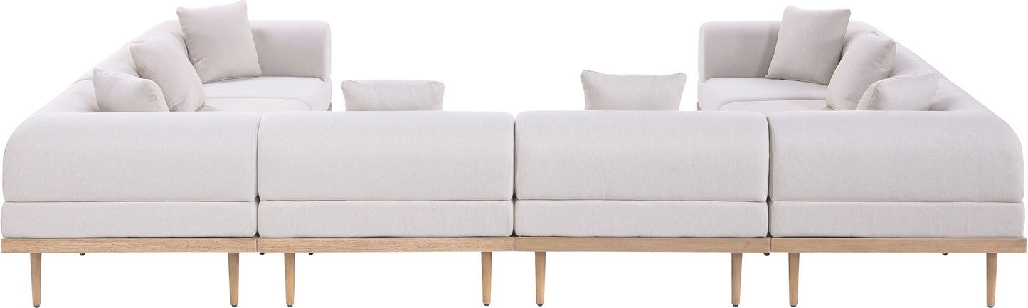 Laguna - 8 Piece Resilient Water Resistant Fabric 142" Upholstered Outdoor Patio Modular Sectional