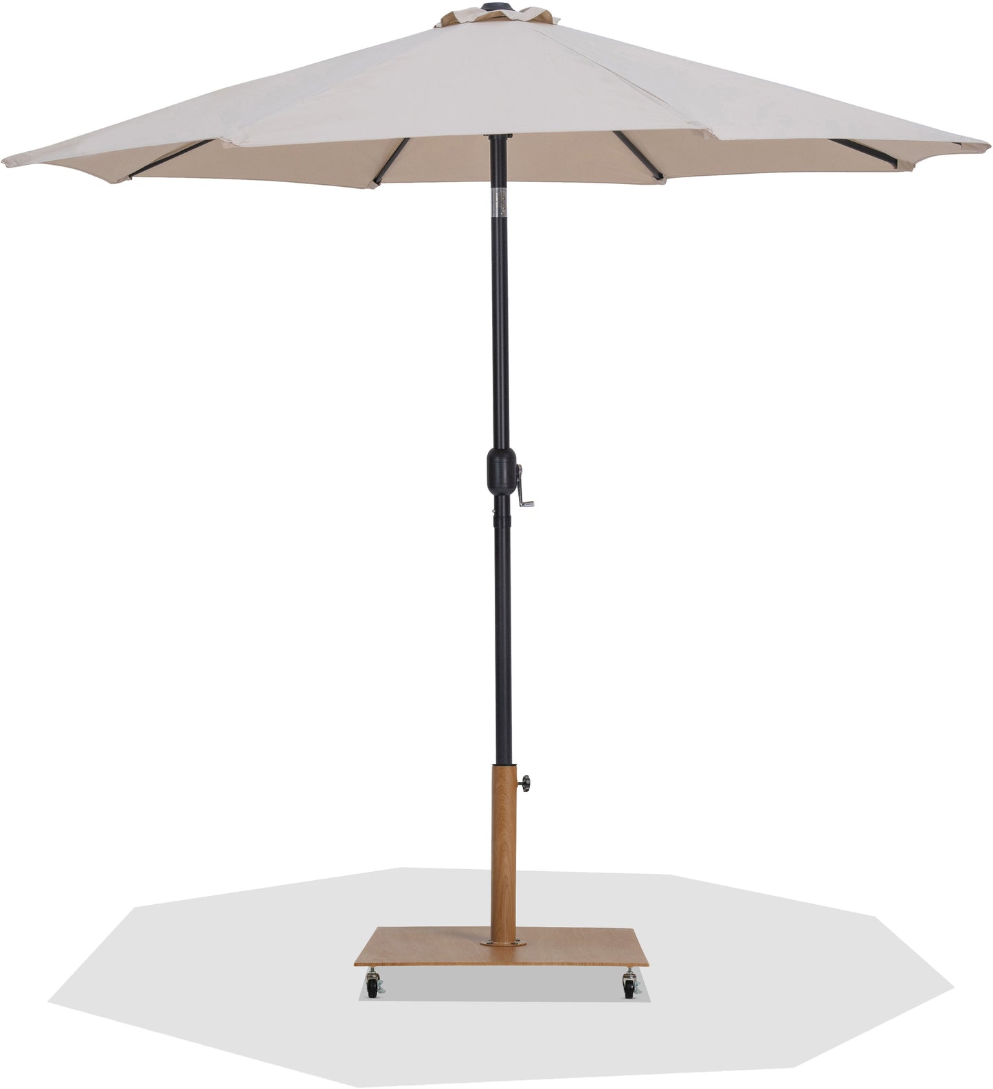 Fiji - Aluminum Patio Umbrella With Square Teak And Black Base