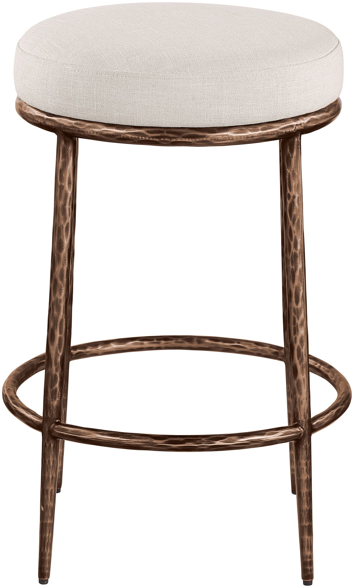 Ferro - Upholstered Backless Counter Stool With Brushed Bronze Base