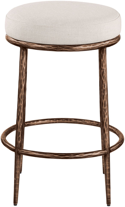 Ferro - Upholstered Backless Counter Stool With Brushed Bronze Base