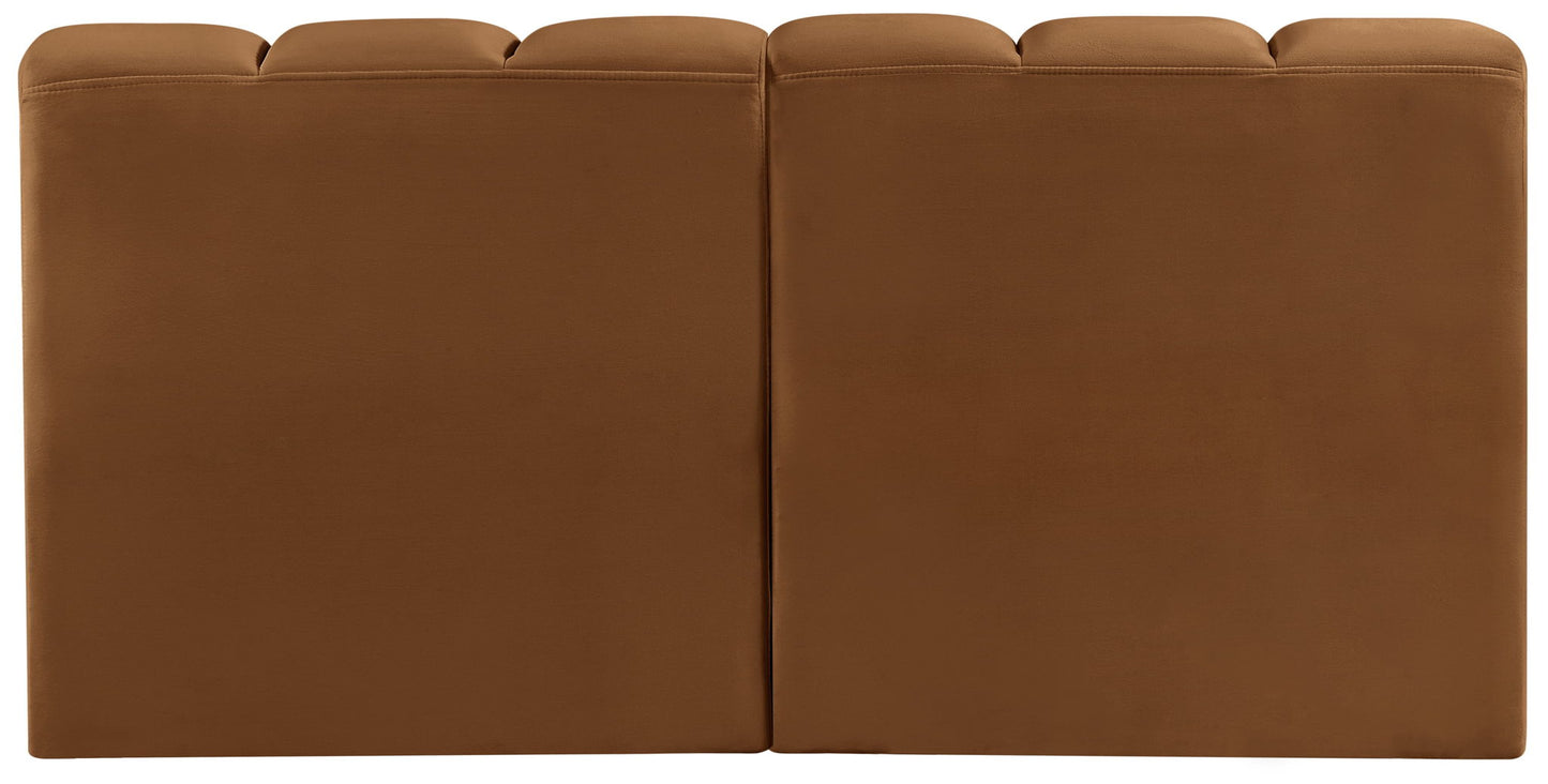 Arc - Velvet 2 Pieces Modular Sofa - Saddle