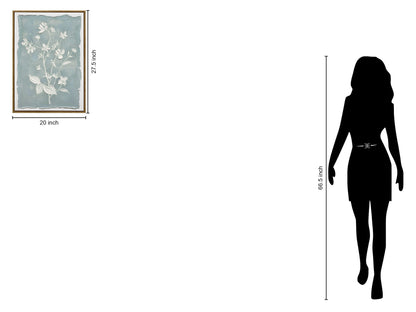 "Whispering Blooms I" Hand-Embellished Canvas In Frame - Blue / White