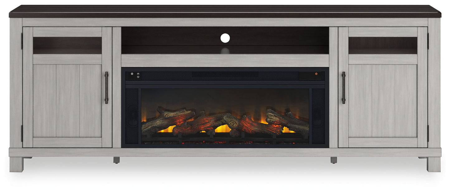 Darborn - Gris / Marrón - Mueble para TV de 88" con inserto eléctrico para chimenea por infrarrojos