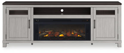 Darborn - Gris / Marrón - Mueble para TV de 88" con inserto eléctrico para chimenea por infrarrojos