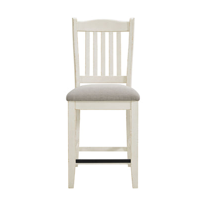 Bellevue - Slat Back Counter Side Chair Fabric (Set of 2) - Antique White / Beige