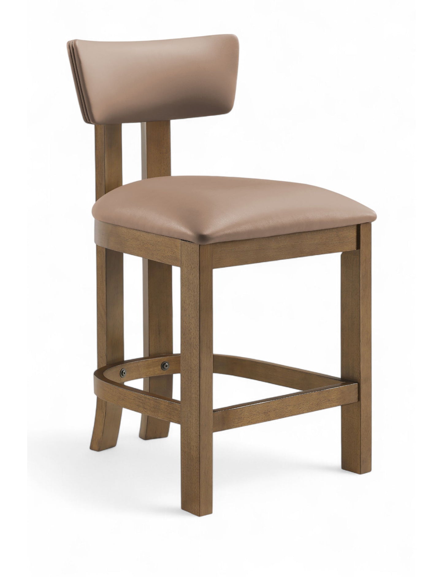 Lavrin - Vegan Leather Upholstered Counter Stool (Set of 2) - Walnut Base