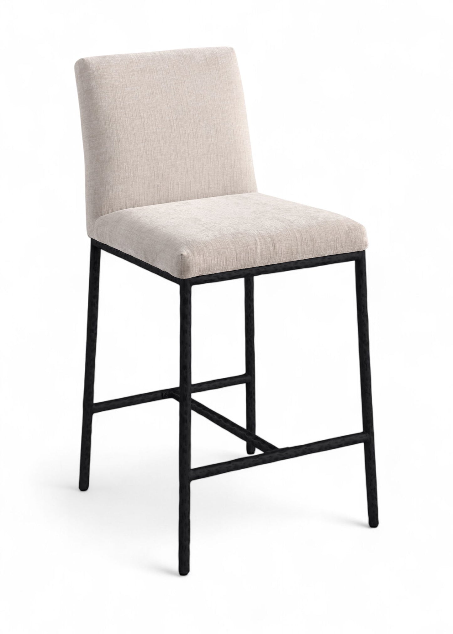 Reeves - Chenille Fabric Upholstered Counter Stool (Set of 2) - Black Base