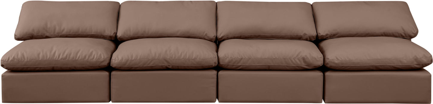 Indulge - Faux Leather 4 Seat Modular Armless Sofa
