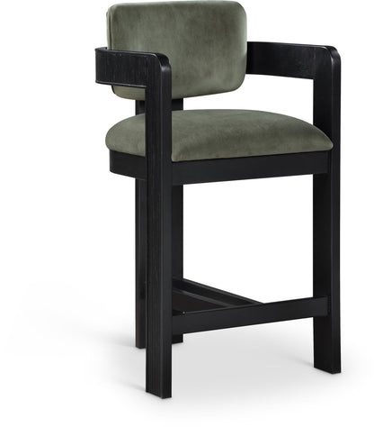 Sacha - Velvet Stool With Black Base