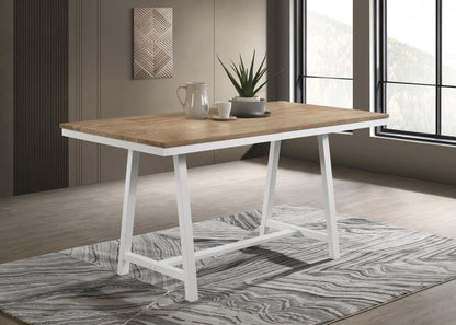 Hollis - Mesa de comedor rectangular con altura de mostrador - Marrón y blanco