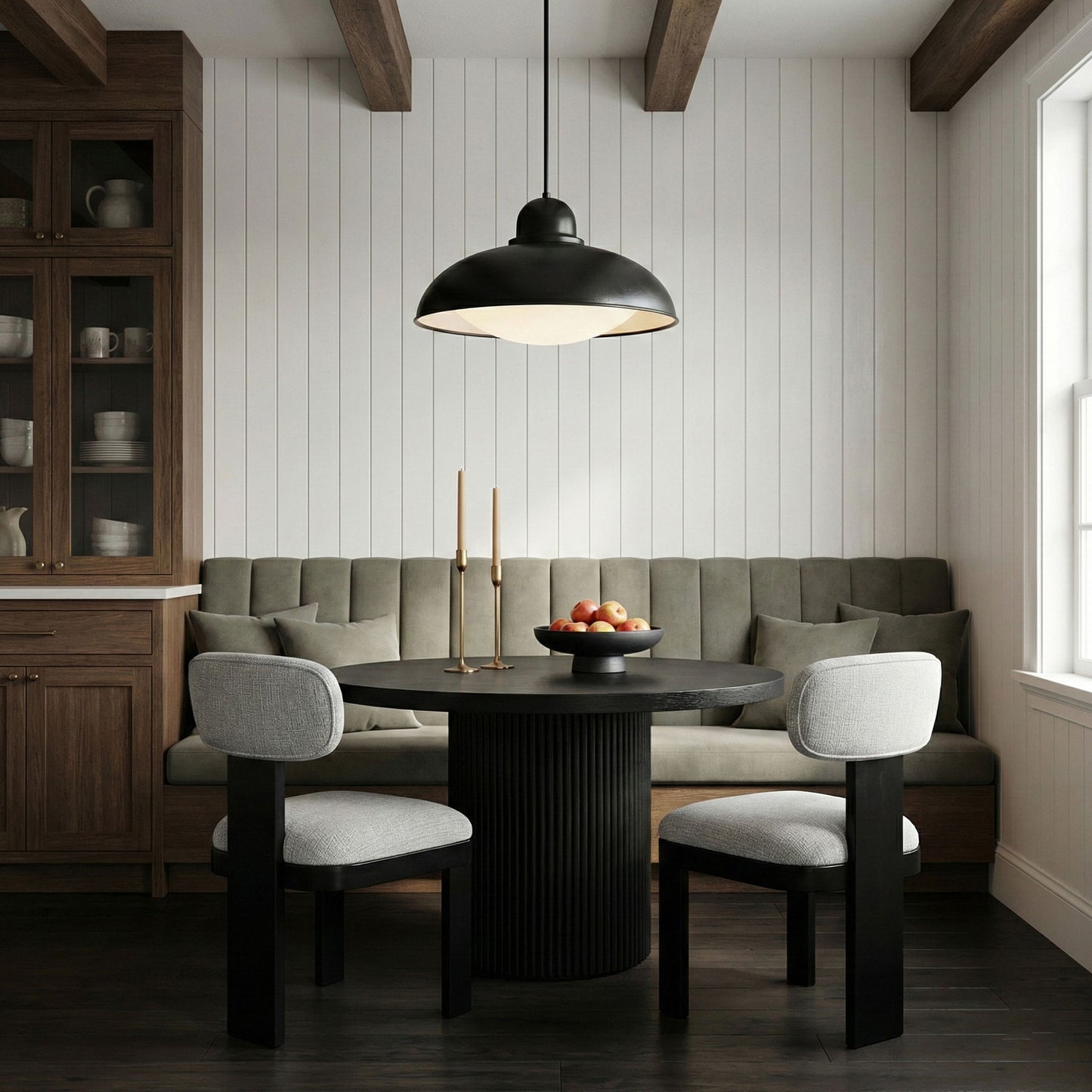 Timbra - Linen Textured Fabric Upholstered Dining Chair (Set of 2) - Black Base