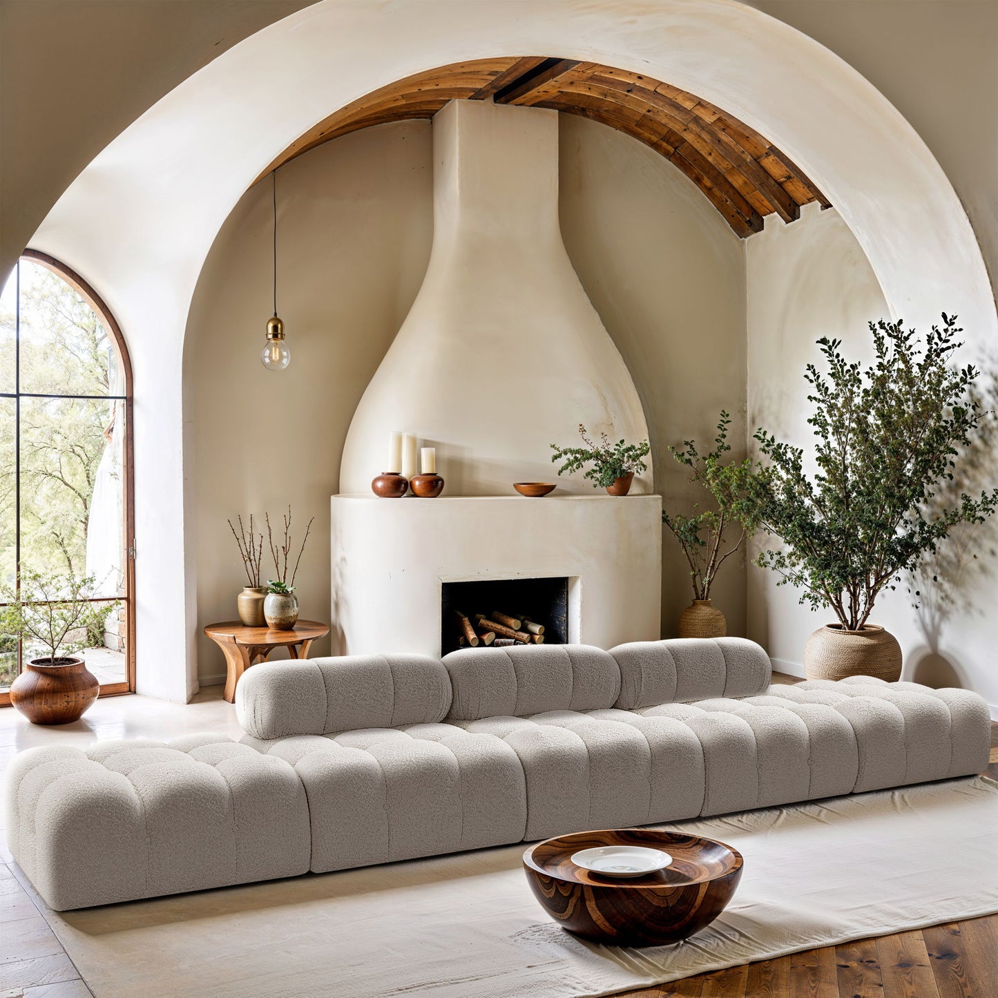 Ames - 5 Piece Boucle Upholstered Modular Sofa With 2 Armless Seats