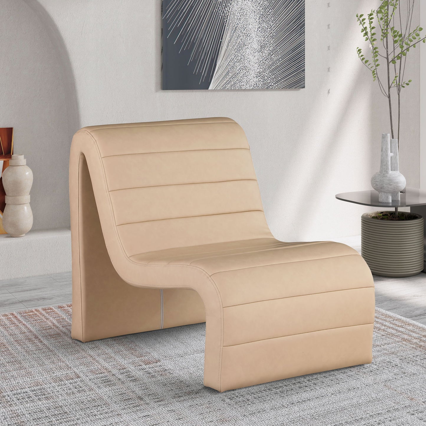 Ivy - Faux Leather Accent Chair - Tan