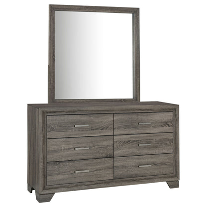 Wright - 6-Drawer Dresser And Mirror - Brown Oak