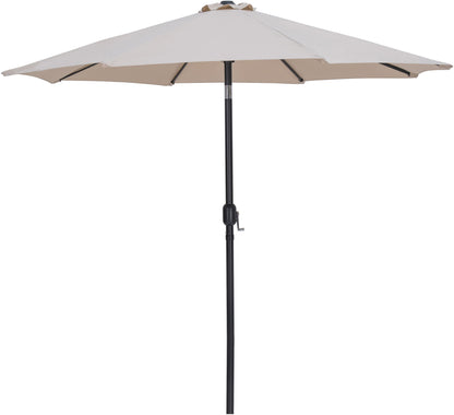 Fiji - Aluminum Patio Umbrella With Round Teak And Black Base
