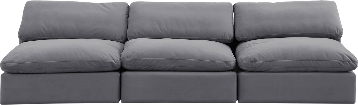 Comfy - Velvet Modular Armless Sofa 3 Seats