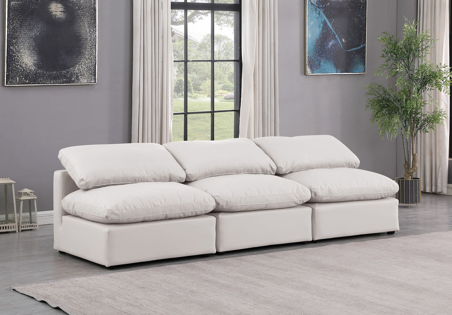 Indulge - Faux Leather 3 Seat Modular Armless Sofa