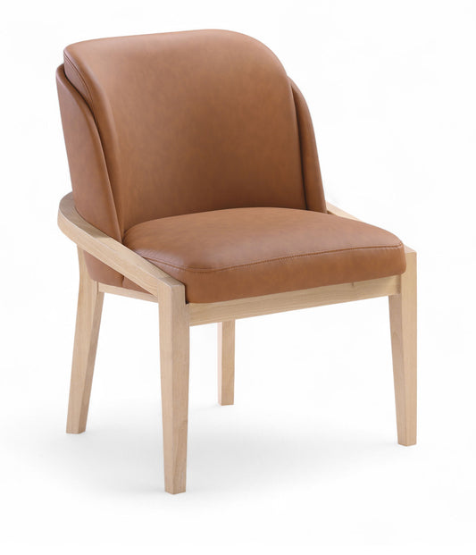 Navo - Faux Leather Upholstered Dining Chair - Natural Base