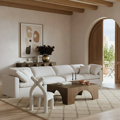 Indulge - Linen 4 Piece Modular Sofa - White