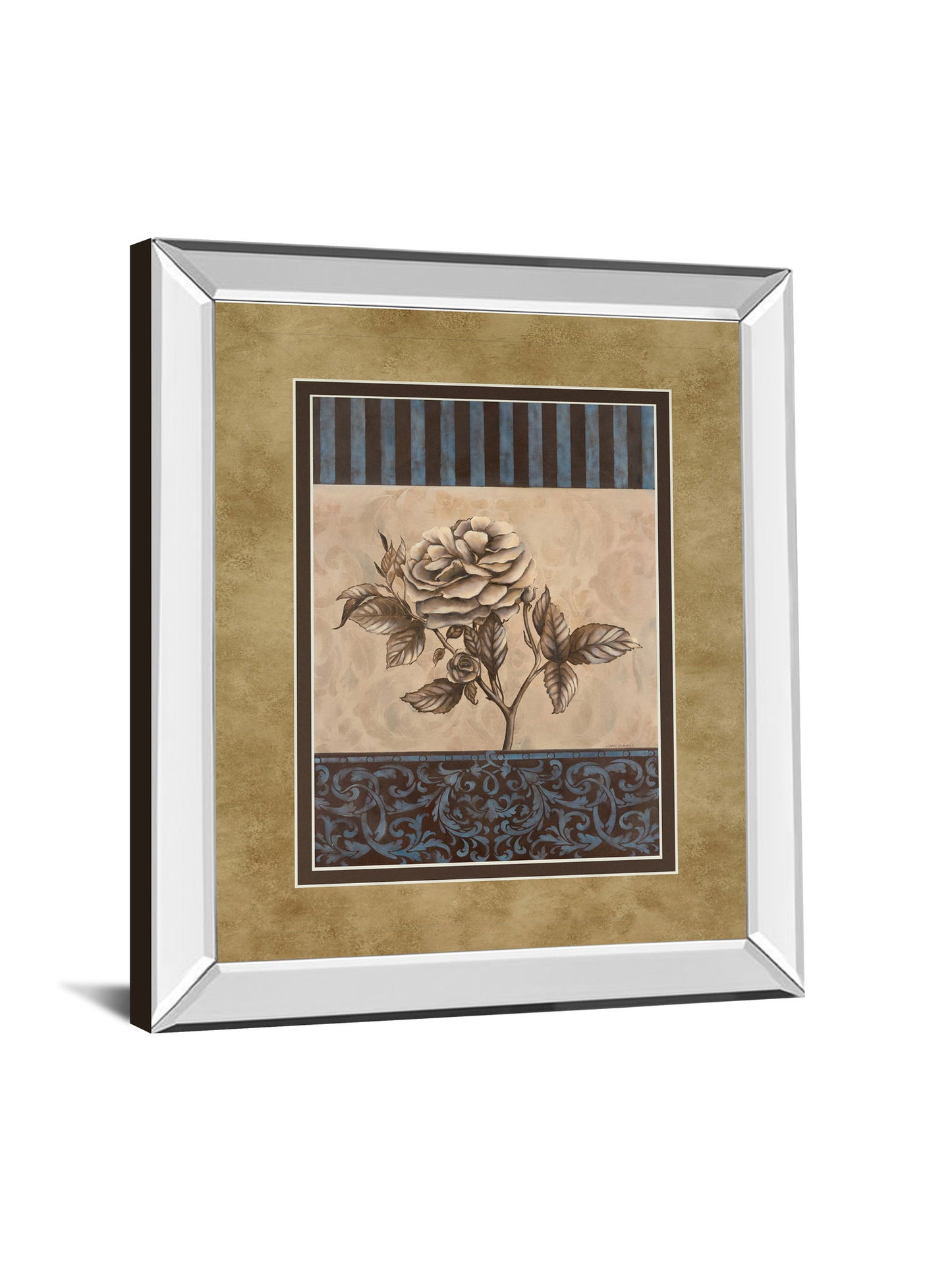 Rose Refined Il By Carol Robinson - Mirror Framed Print Wall Art - Light Brown