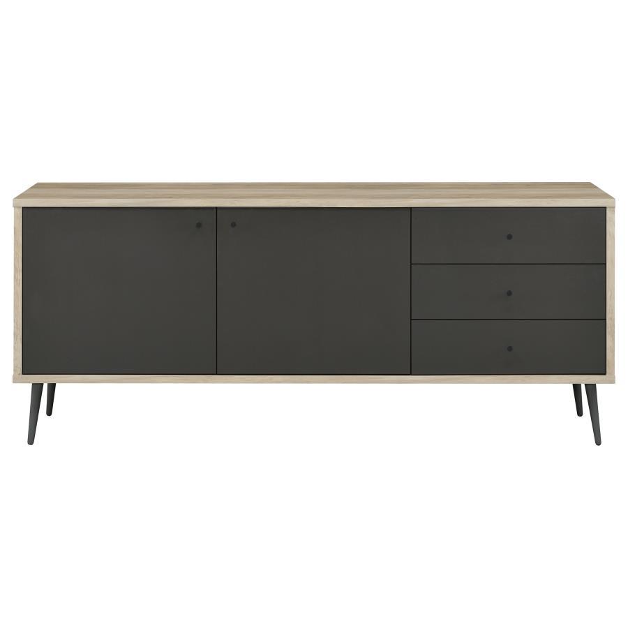 Maeve - Gabinete decorativo de madera de ingeniería de 2 puertas - Pino gris y antiguo