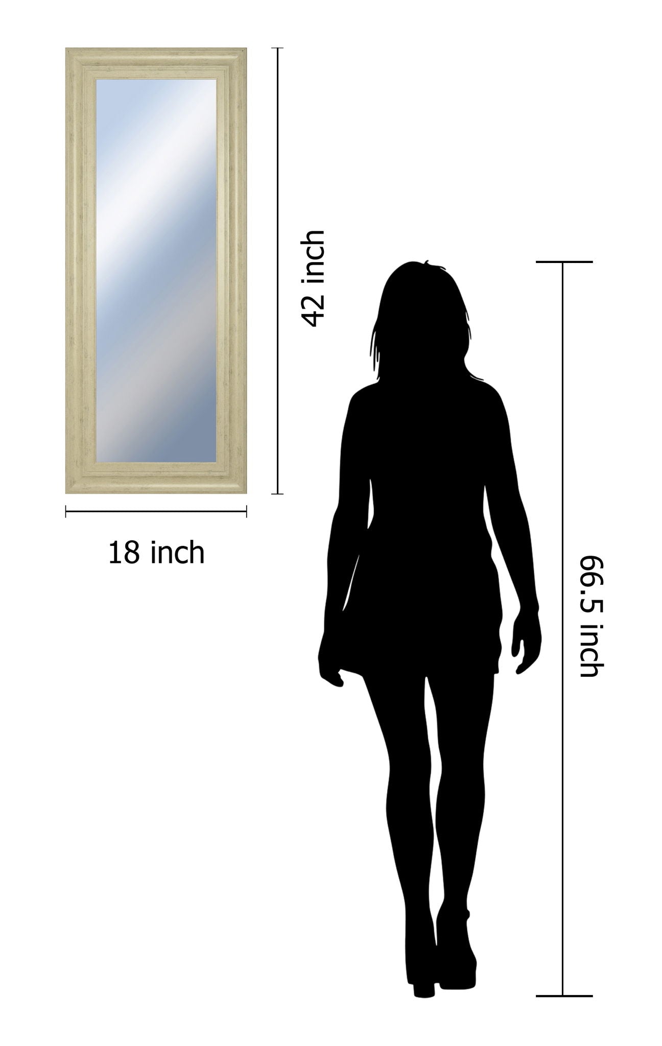 18x42 Decorative Framed Wall Mirror By Classy Art Promotional Mirror Frame #41 - Beige