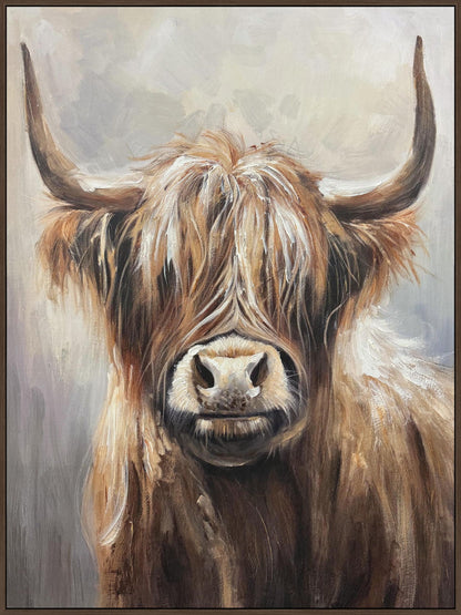 "Highland Majesty" Hand-Painted Canvas In Frame - Brown