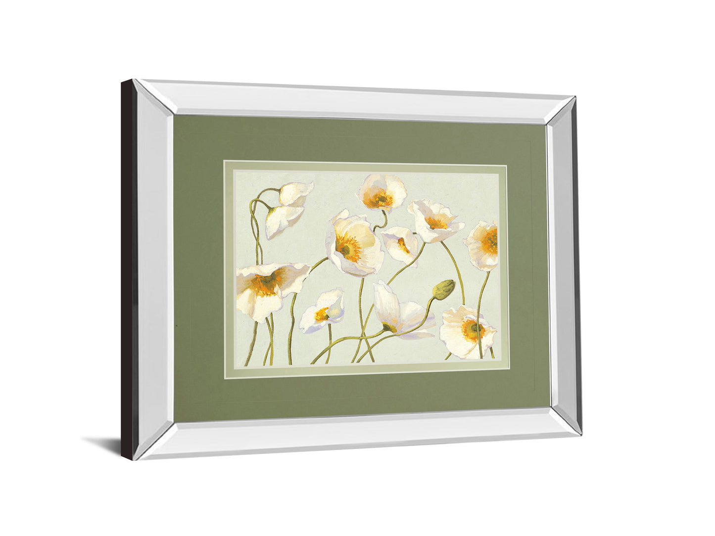 Bright Poppies By Novak - Mirror Framed Print Wall Art - Beige