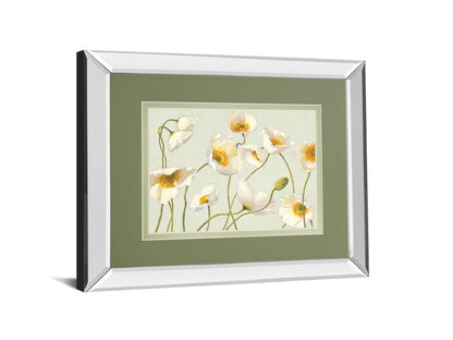 Bright Poppies By Novak - Mirror Framed Print Wall Art - Beige